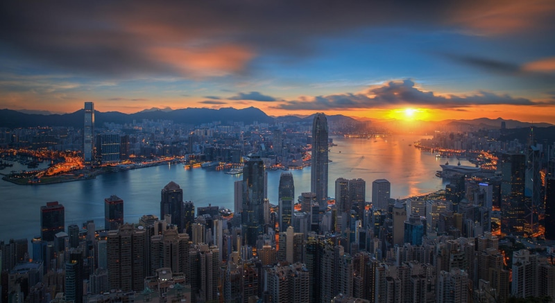 harbor, peak, atop, viewed, sunrise, victoria, 2K