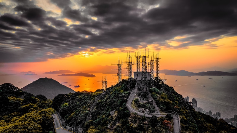 pathway, mountain, asia, establishment, hong, dronestagram, kong, dusk, victoria, Lamma Channel, near, trees, tower, Sunset, wide, architecture, photography