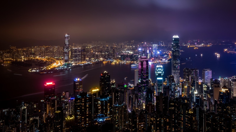 harbour, lighting, victoria harbour, cityscape, night, city lights, downtown, skyscraper, skyline, harbor, tower block, 4K, asia, china, city, hong kong