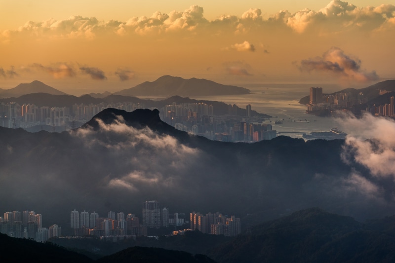 building, cloud - sky, clouds, landscape, Hong Kong, architecture, nature, horizon, Victoria Harbour, sky, mountains, skyscraper, building exterior, built structure