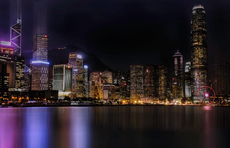 tall - High, travel Destinations, asia, photo, landscape, waterfront, nightlife, built Structure, sea, city, urban Scene, building, hong Kong, harbor, hong Kong Island