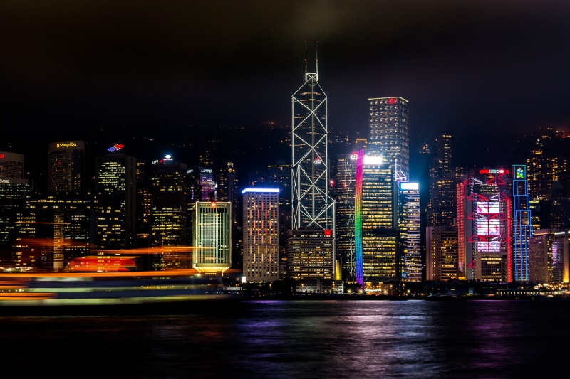 illuminated, hong Kong, victoria Harbour - Hong Kong, reflection, building Exterior, downtown District, building, dusk, development, cityscape, famous Place