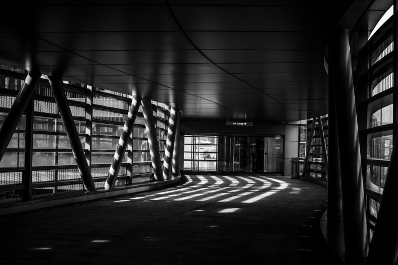 hong kong, buliding, built structure, absence, transportation, road, indoors, day, hongkong, metal, sunlight, 5K, no people, ceiling, railing, door, the way forward