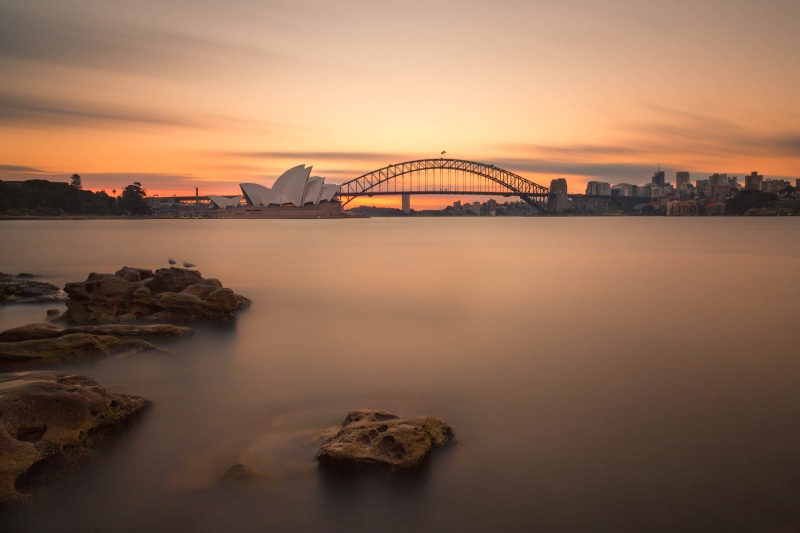 sea, NSW, opera, harbor, famous Place, 5K, Sydney Opera House, Sunset, rocks, Australia, sydney, clouds, urban Skyline, landscape, Australia, bridge - Man Made Structure