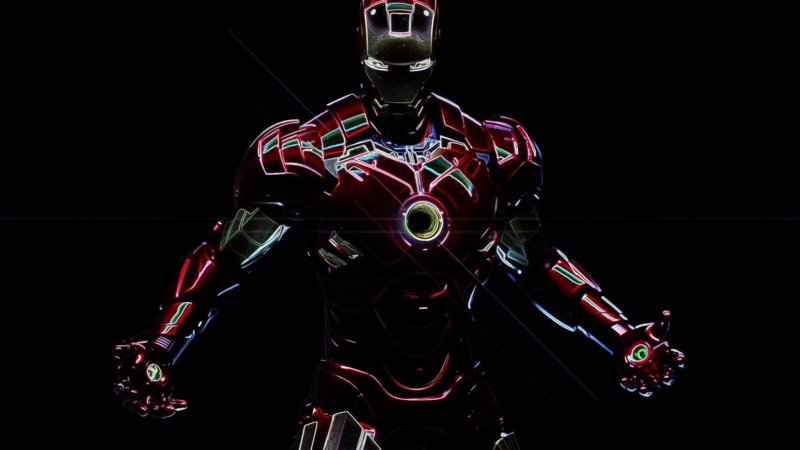 digital art, superhero, 1080P, Tony Stark, artwork, Marvel Comics, Robert Downey Jr., black background, Iron Man
