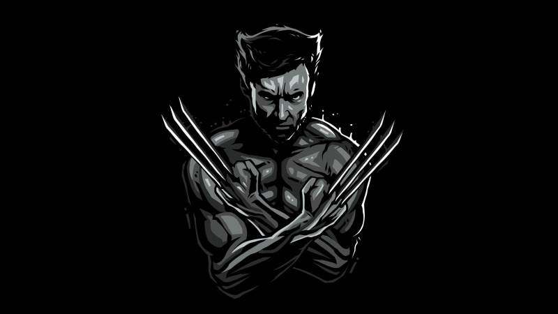 Hugh Jackman, comic, black background, MARVEL, Wolverine, art, 2K, black and white, Logan
