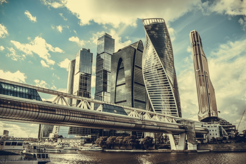 5K, moscow city, russia, tall - high, river, shopping, bridge - man made structure, financial, building exterior, office, financial district, building