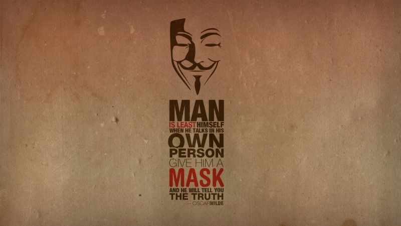 1080P, backgrounds, wisdom, sign, creativity, quote, digital art, warning sign, guy, typography, text, Anonymous, wall - building feature, Guy Fawkes mask