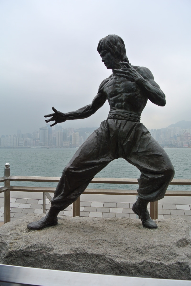 outdoors, adult, human representation, full length, 4K, asia, nature, built structure, avenue, celebrity, Bruce Lee, bruce, real people, arms raised, building exterior