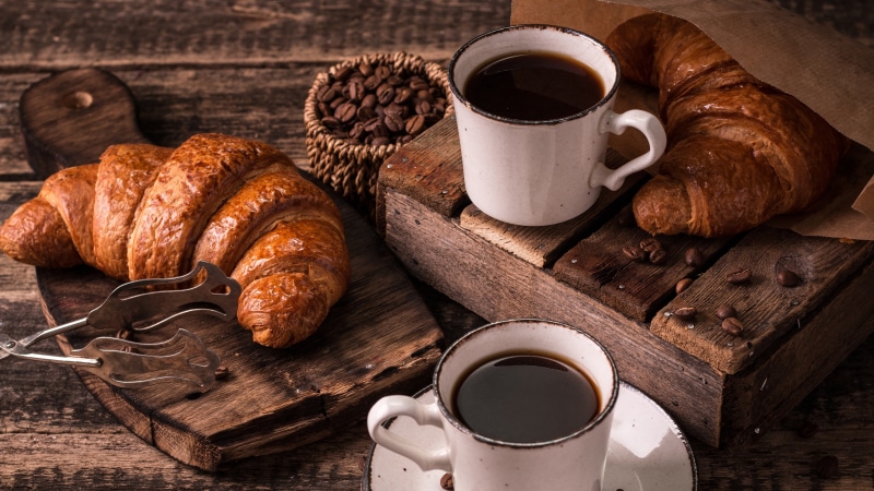 cup, meal, freshness, drink, baked, hot drink, baked pastry item, food, indoors, wood - material, still life photography, sweet food, still life, coffee