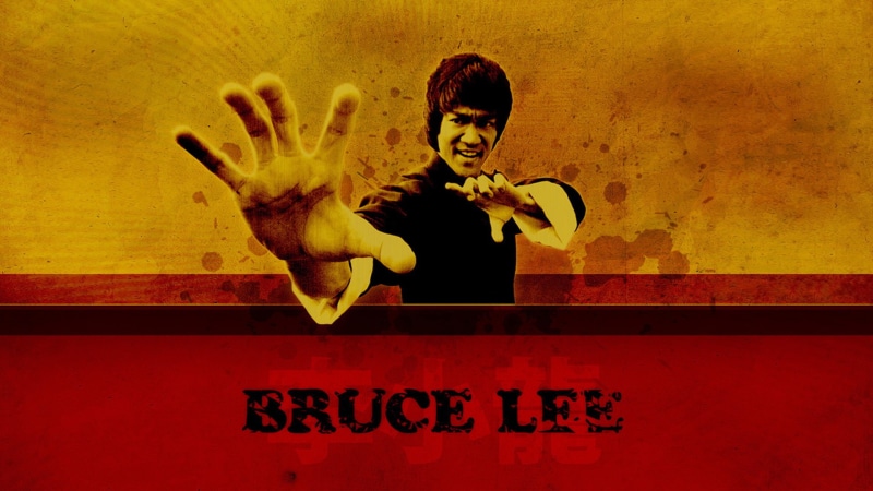 bruce lee, fighting, bruce, red, lee, 1080P, pose, name, yellow, hd