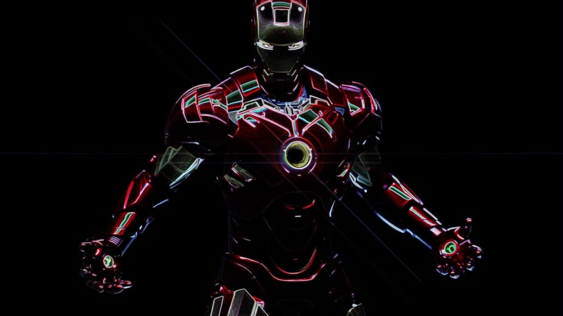 design, helmet, computer Graphic, indoors, dark, marvel, illuminated, science, creativity, Iron man, holding, standing, iron, headwear, studio shot, representation