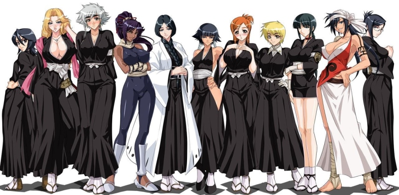 large group of people, business, clothing, adult, Rukia Kuchiki, Unohana Retsu, group of people, Soifon (Bleach), standing, Rangiku Matsumoto, young adult