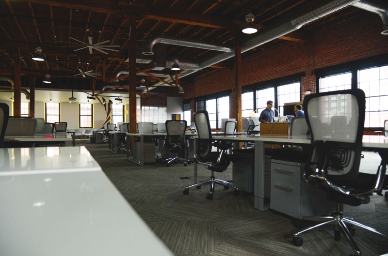 empty, people, chair, workspace, men, furniture, absence, office, working, indoors, day, coworking, ceiling, business, flooring, computer, incidental people