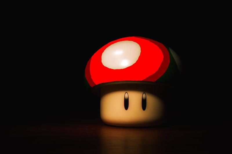 video, 2K, black, background, black background, games, hd, red, Video Games, art, Mario, mushrooms