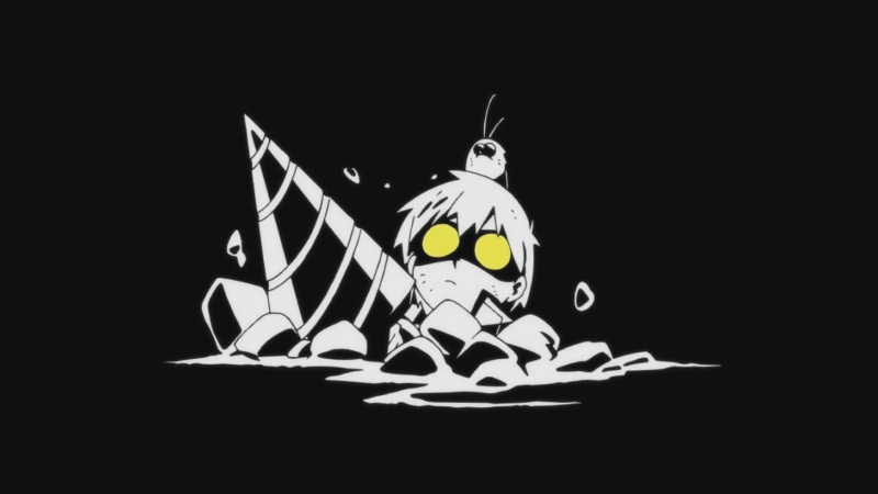 anime, no people, black background, Simon, Tengen Toppa Gurren Lagann, illustration, white, representation, soccer ball, creativity, sphere, ball, night