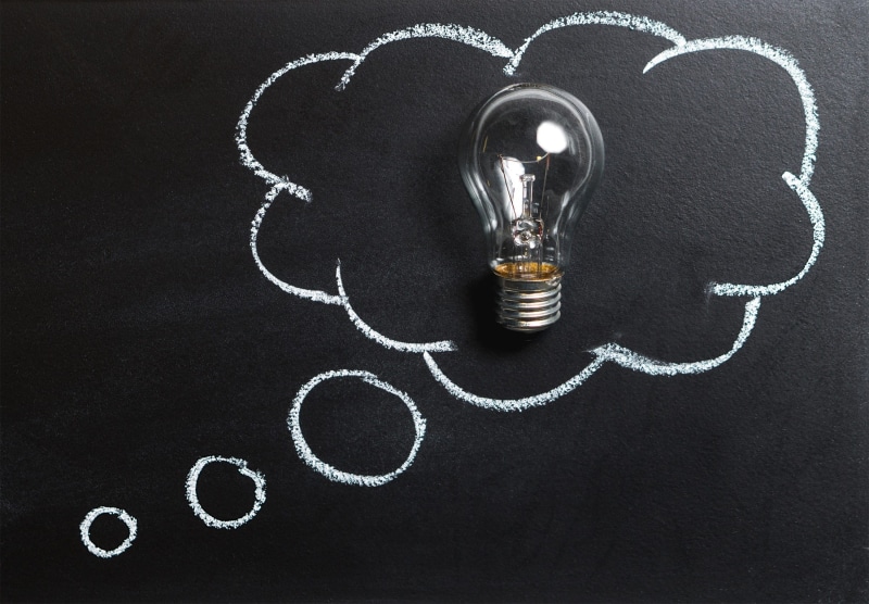 art and craft, choice, sport, blackboard, white color, cloud, conceptual, creativity, light bulb, analysis, thought, strategy, design, bulb, drawing - art product