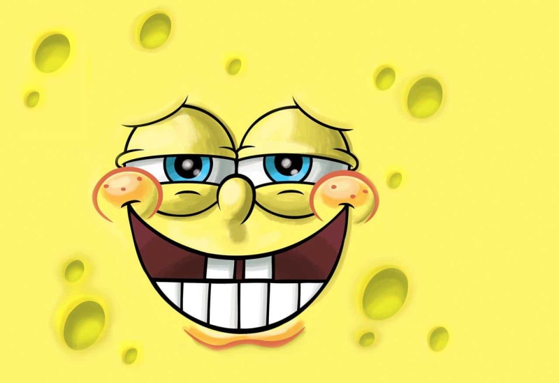 face, 720P, spongebob, cartoons, yellow background, tooth, background, yellow