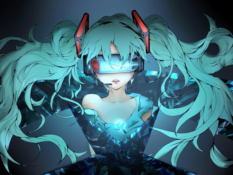 one person, headsets, females, character, art and craft, 2K, digital composite, Hatsune Miku, lifestyles, girl, women, adult, illustration, representation