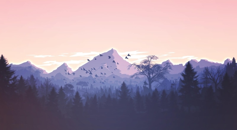 cold temperature, tree, winter, sunset, non-urban scene, mountain range, tranquil scene, forest cool  pc, beauty in nature, sky, no people, mountain peak