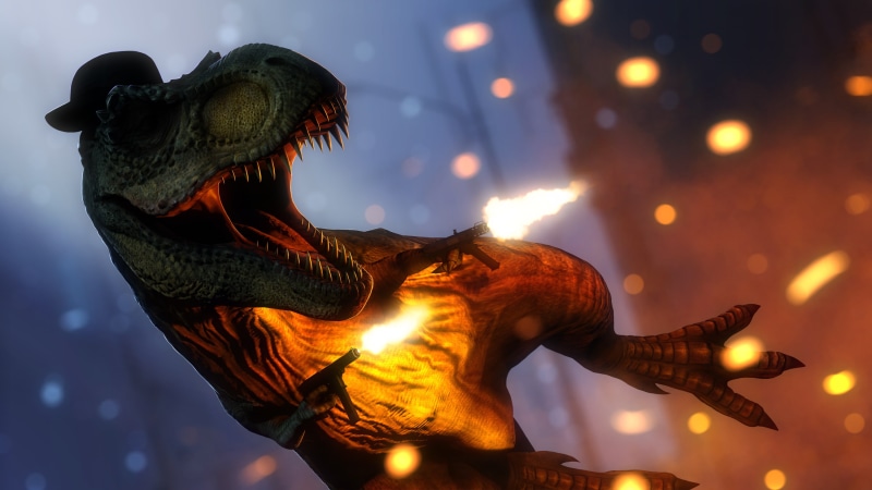 rex, Tyrannosaurus rex, Intratec TEC-DC9, T. Rex, TEC-9, jurassic park, t, black, digital, fan art, dinosaur, 2K, Jurassic World