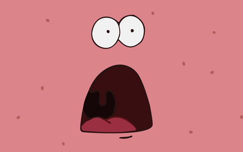 anthropomorphic smiley face, illustration, no people, patrick, studio shot, Patrick Star, red, black color, representation, 2K, happiness, close-up, SpongeBob SquarePants