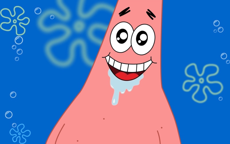 human face, creativity, multi colored, red, cartoon, 1080P, colored background, men, TV Show, human limb, males, healthcare and medicine, blue, Patrick Star