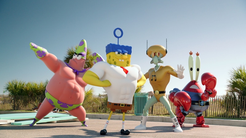 representation, squarepants, 2K, sky, summer, smiling, sunlight, outdoors, beach, balance, people, creativity, multi colored, happiness, squidward, inflatable