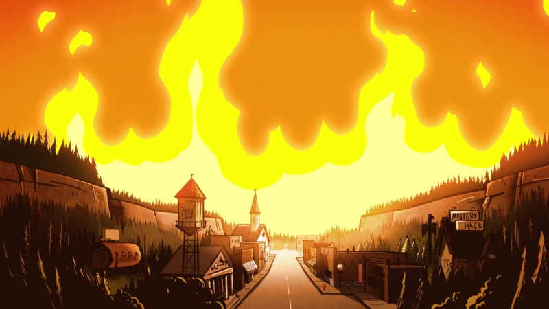 cartoon/comic, gravity, house, fire, gray, art, clip, hd, falls, 1080P, brown