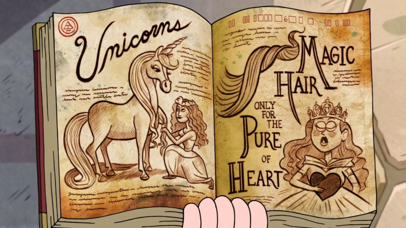 unicorns, arts culture and entertainment, the past, unicrons, western script, communication, Gravity Falls, book, music, creativity, male likeness, art and craft