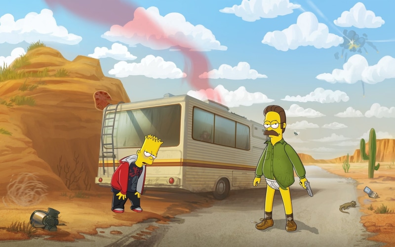 Breaking Bad, clothing, males, outdoors, people, The Simpsons, occupation, child, standing, nature, protection, real people, full length, 1080P, humor