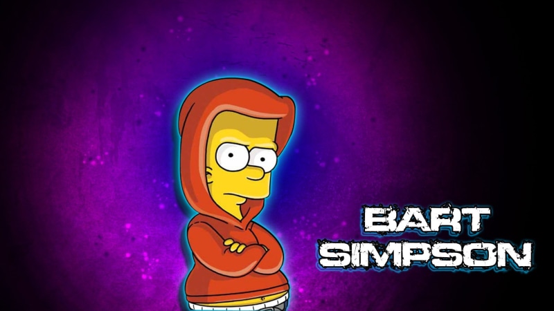 Bart Simpson, western script, people, close-up, men, bart, purple, text, emotion, creativity, indoors, 1080P, sign, simpson, fun, representation, illustration