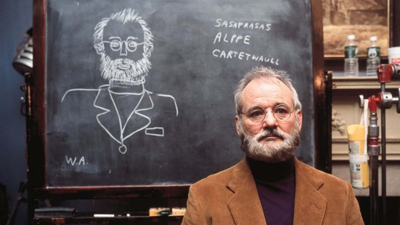 gray hair, facial hair, front view, jacket, blackboard, lapel, senior adult, brown, men, s, indoors, beard, looking at camera, adult, board, suit, actor