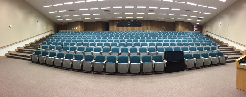 5K, clean, absence, building, audience, blue, architecture, meeting, theater seating, chairs, stage, lecture, seat, stage - performance space, modern