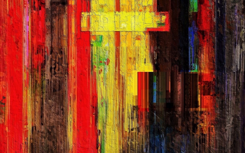 no people, built structure, choice, close-up, multi colored, text, indoors, digital art, painting, paint, 1080P, red, architecture, hanging, art and craft