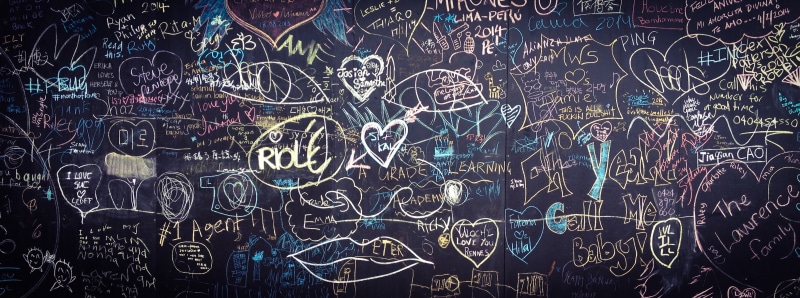 texture, drawing, valentine, no people, multi colored, doodle, wall - building feature, hand, 2K, city, rough, street art, drawing - art product, western script