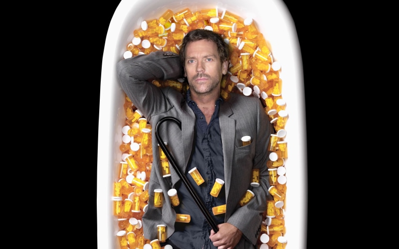 House M.D., md, hd, Hugh Laurie, 2K, house, Doctor, Gregory House, laurie, hugh, vicodin, architecture, art, pills, gregory, houses