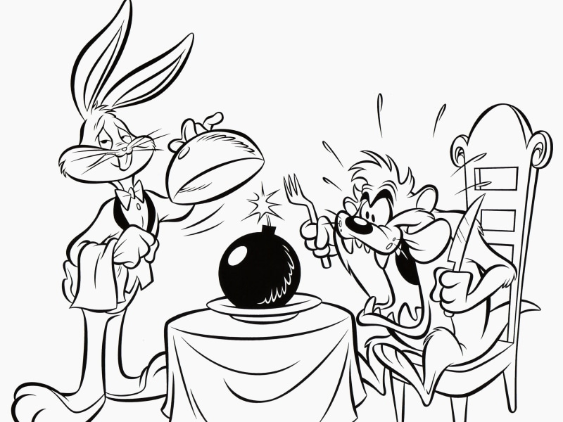 cartoon/comic, looney, bugs, 2K, devil, tasmanian, bomb, hd, tunes, bunny, bw