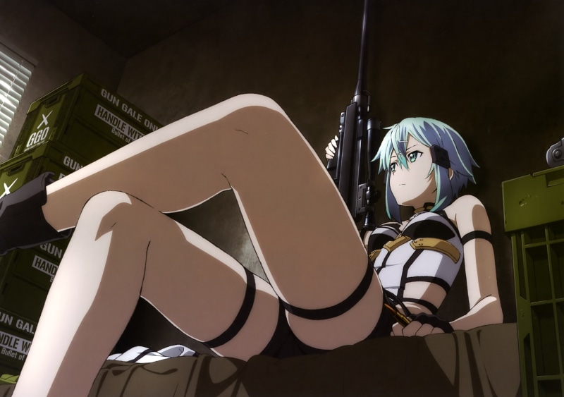 white color, nature, night, 2K, Sword Art Online, Gun Gale Online, real people, architecture, rifle, haired, lighting equipment, indoors, holding, assault