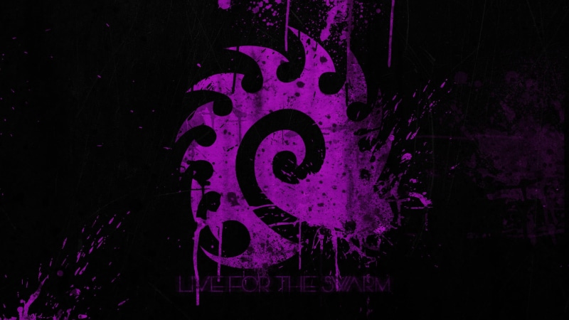 Zerg, splatter, dirt, creativity, live, purple, indoors, dark, swarm, Starcraft II, black background, StarCraft II : Heart Of The Swarm, 2K, glowing, illuminated