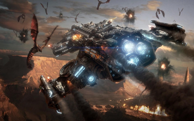 close-up, futuristic, high angle view, video games, cloud - sky, StarCraft, sky, tree, technology, nature, Zerg, illuminated, reflection, spaceship, 720P