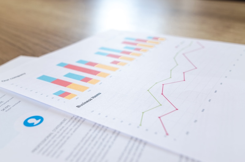 multi colored, statistics, in a row, focus, finance, trade, economy, choice, high angle view, studying, investment, plan, chart, wealth, surface, close-up