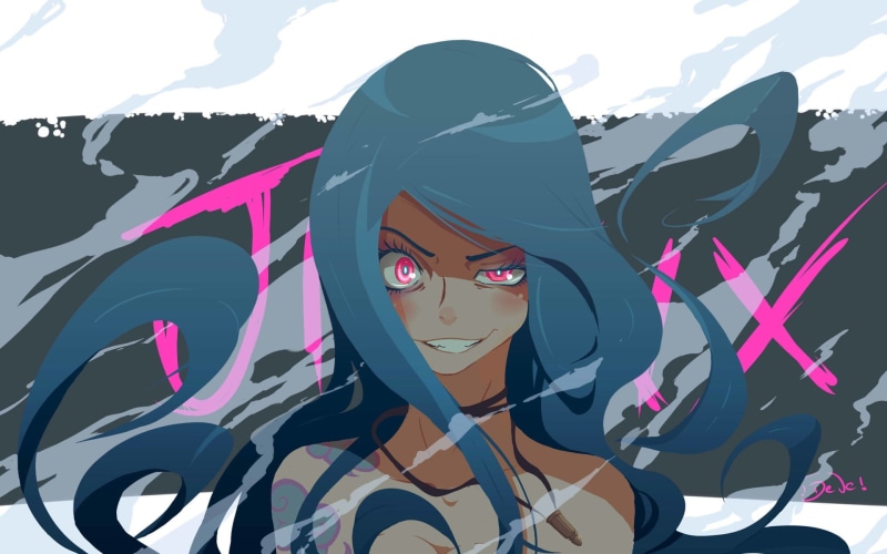 ADC, human representation, nature, Jinx, female likeness, multi colored, sky, wall - building feature, low angle view, League of Legends, anime girls, mannequin