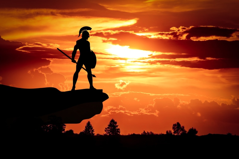 nature, tranquil scene, spartan, full length, history, patch, dusk, leisure activity, 2K, kingdom, real people, adventure, silhouette, soldier, cape, sun