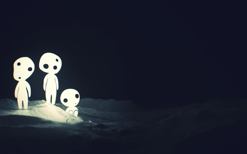Kodama, digital art, 1080P, Studio Ghibli, anime, Princess Mononoke, SliD3