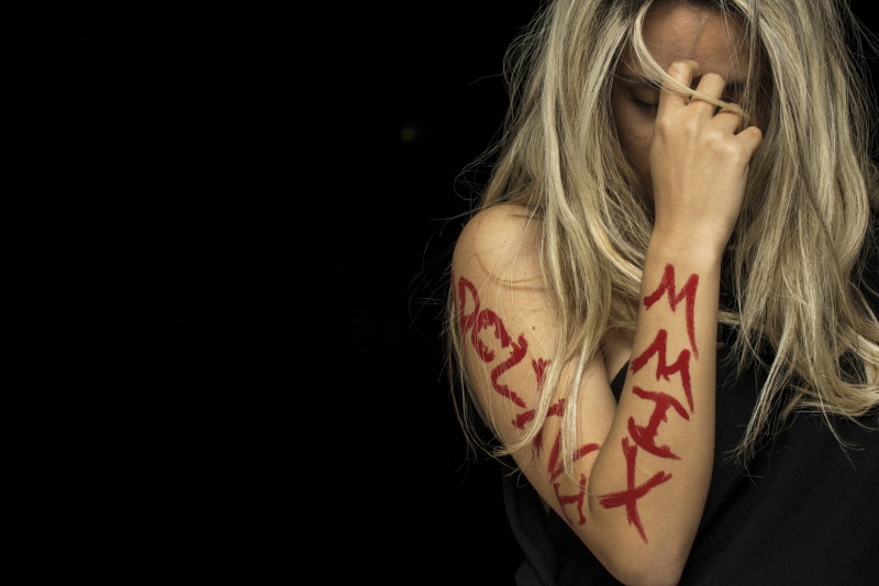 idea, aesthetics, human, sadness, females, hands, teenager, face, paint, fine arts, fashion shoot, young girl, top, one woman only, 4K, closeup, studio shot
