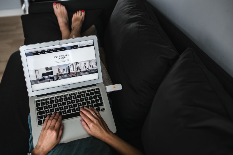 adults only, interior, one Person, adult, portable information device, computer equipment, home office, high angle view, indoors, office, using laptop