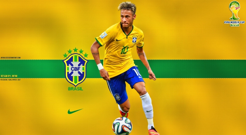 front view, champions league, world cup brazil 2014, world, athlete, soccer, jersey, adult, clothing, competition, neymar brazil, blurred motion, motion