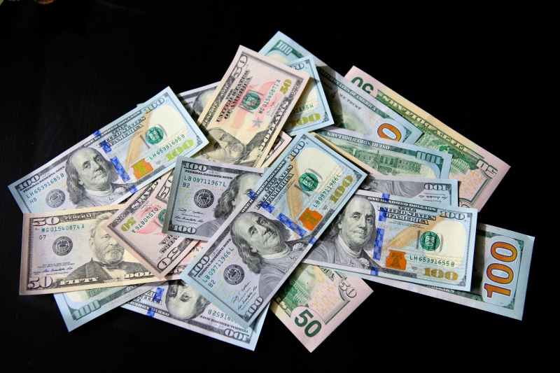 american, close-up, consumerism, 100, us, large group of objects, dollars, financial, bills, black background, paper currency, banking, economics, dollar