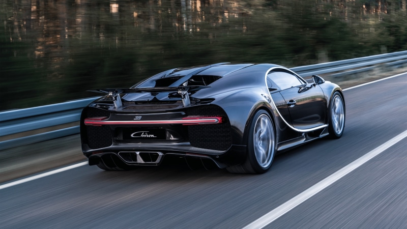 Chiron, View, Bugatti, Black, Supercar, 4K, Back